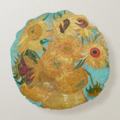 Sunflowers, Post Impressionist Still Life Painting ラウンドクッション (裏面)