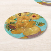 Sunflowers, Post Impressionist Still Life Painting ラウンドペーパーコースター (アングル)