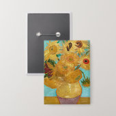 Sunflowers, Post Impressionist Still Life Painting 缶バッジ (正面/裏面)