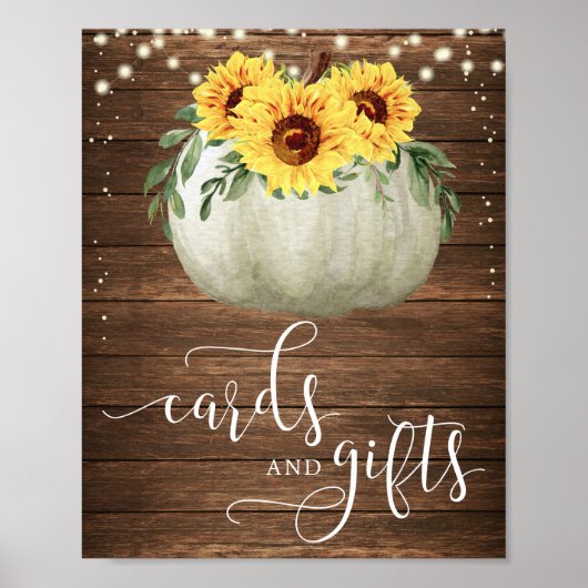 Sunflowers Pumpkin Cards and Gifts Sign ポスター (正面)