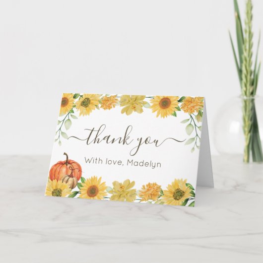Sunflowers & Pumpkins thank you card サンキューカード (正面)