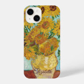 Sunflowers Red Orange Yellow Blue Van Gogh iPhoneケース (裏面)
