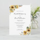 Sunflowers Rustic Farmhouse Elegant Formal Wedding 招待状 (スタンド正面)