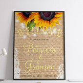 Sunflowers rustic lace burlap wedding welcome sign ポスター