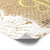 Sunflowers rustic lace burlap wedding welcome sign ポスター (角)