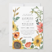 Sunflowers Rutic Country Elegant QR Code Wedding 招待状 (正面)