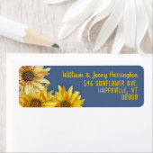 Sunflowers Slate Blue Return Address Labels  ラベル (インサイチュ)