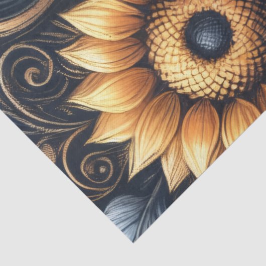 Sunflowers & Swirls Navy Blue Gold Decoupage  薄葉紙 (詳細)