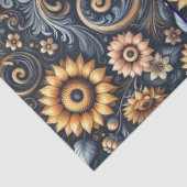 Sunflowers & Swirls Navy Blue Gold Decoupage  薄葉紙 (詳細)