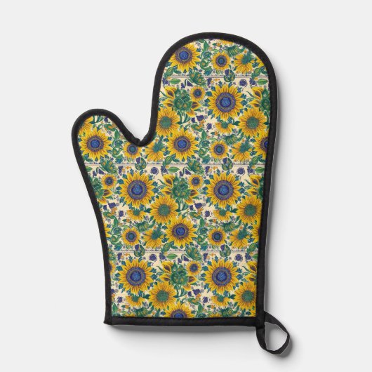Sunflowers Ukrainian folk art motifs Apron 鍋つかみ (正面)