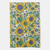 Sunflowers. Ukrainian folk art pattern. キッチンタオル (縦)