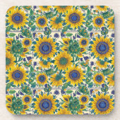 Sunflowers. Ukrainian folk art pattern. コースター (正面)