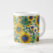 Sunflowers Ukrainian folk art pattern X-Large Mug ジャンボコーヒーマグカップ (正面右)