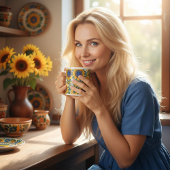 Sunflowers Ukrainian folk art pattern X-Large Mug ジャンボコーヒーマグカップ