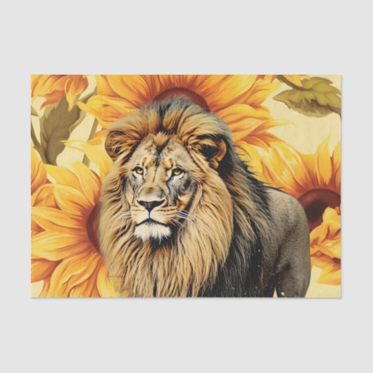 Sunflowers & Vintage Lion Head Tissue Paper 薄葉紙 (正面)