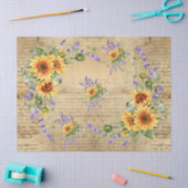 Sunflowers Vintage Parchment Background Decoupage 薄葉紙 (クラフト)