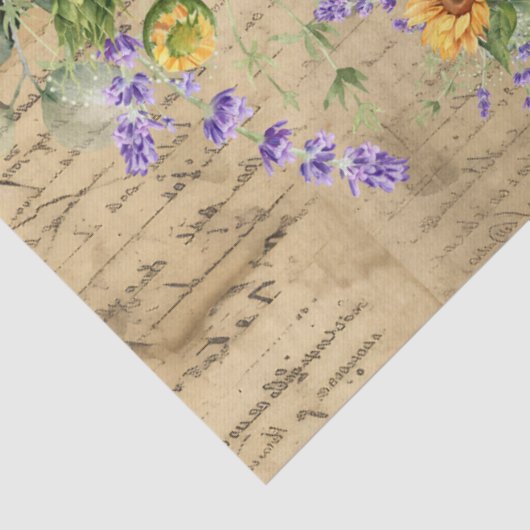 Sunflowers Vintage Parchment Background Decoupage 薄葉紙 (詳細)