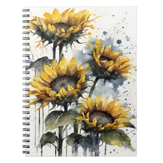 Sunflowers - Watercolor flowers ノートブック (正面)