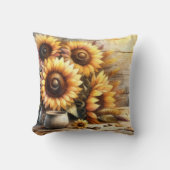 Sunflowers Watercolor Painting クッション (正面)