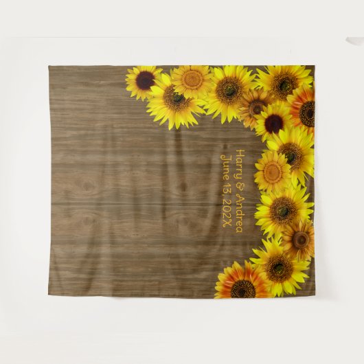 Sunflowers Wedding Backdrop to Personalize タペストリー (正面(横))