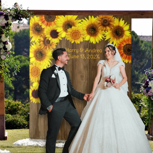 Sunflowers Wedding Backdrop to Personalize タペストリー
