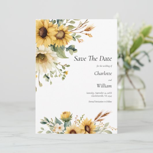Sunflowers Wedding Save The Date QR Code 招待状 (スタンド正面)
