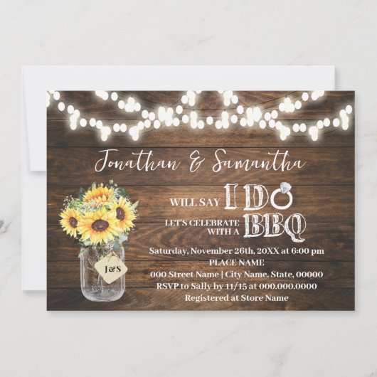 Sunflowers Western Before I do BBQ Couples Shower 招待状 (正面)