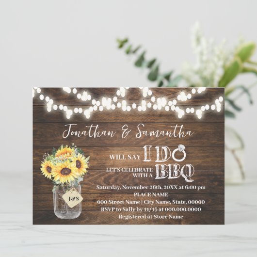 Sunflowers Western Before I do BBQ Couples Shower 招待状 (スタンド正面)