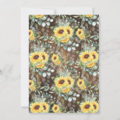 Sunflowers Western Bridal Shower Wedding Shower 招待状 (裏面)