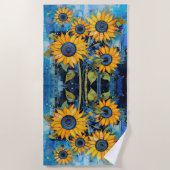 Sunflowers Wildflowers Flower Mixed Media Design ビーチタオル (正面)