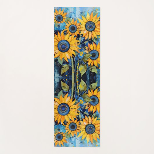 Sunflowers Wildflowers Flower Mixed Media Design ヨガマット (正面)