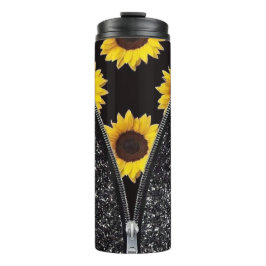 Sunflowers With Black Glitter in Zipper Design タンブラー