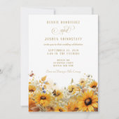 Sunflowers with Butterflies Wedding Invitation  招待状 (正面)