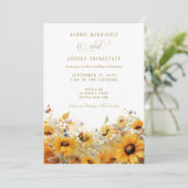 Sunflowers with Butterflies Wedding Invitation  招待状 (スタンド正面)