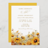 Sunflowers with Butterflies Wedding Invitation  招待状 (正面/裏面)