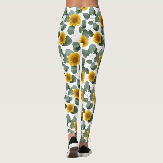 Sunflowers with Eucalyptus Leaves Pattern レギンス (裏面)