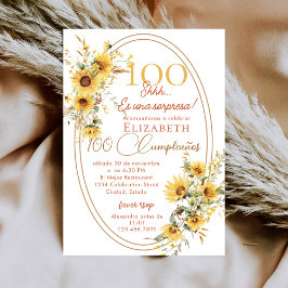 Sunflowers Women Spanish Surprise 100th Birthday 招待状