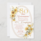 Sunflowers Women Spanish Surprise 80th Birthday 招待状 (正面)