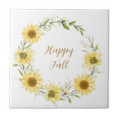 Sunflowers wreath with customizable text タイル (正面)
