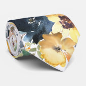 Sunflowers Yellow Navy Blue Flower Floral Neck Tie ネクタイ (ロール)