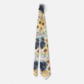 Sunflowers Yellow Navy Blue Flower Floral Neck Tie ネクタイ (裏面)