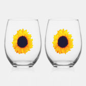 Sunflowers Yellow Orange Beautiful Drinkware Set ステムなしワイングラス (正面)