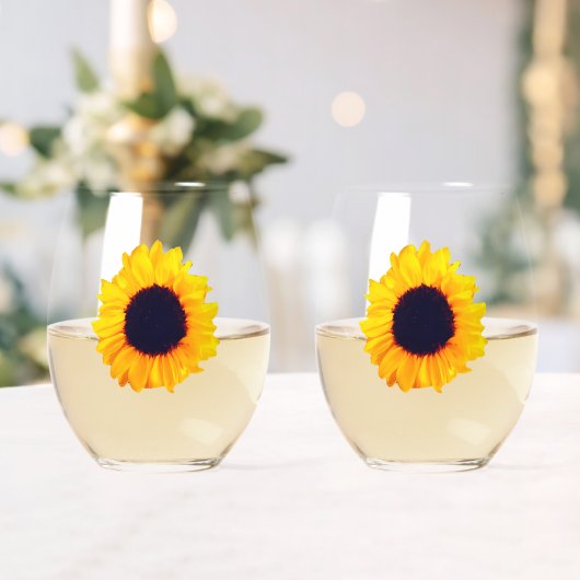 Sunflowers Yellow Orange Beautiful Drinkware Set ステムなしワイングラス (インサイチュ (ウェディング))