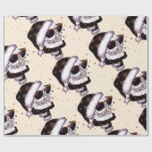 sunglassが付いているサンタのかわいいスカル ラッピングペーパー (フラット)