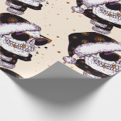 sunglassが付いているサンタのかわいいスカル ラッピングペーパー (角)