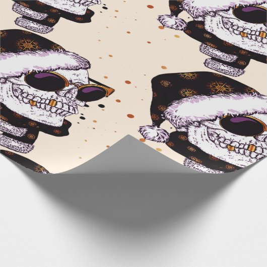 sunglassが付いているサンタのかわいいスカル ラッピングペーパー (角)