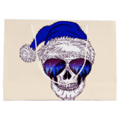 sunglassが付いているサンタのかわいいスカル ラージペーパーバッグ (裏面)