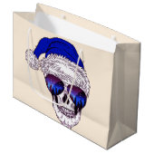 sunglassが付いているサンタのかわいいスカル ラージペーパーバッグ (正面アングル)