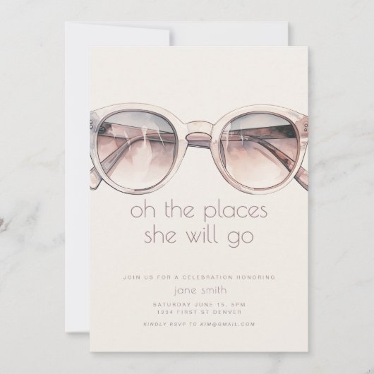 Sunglassを使用した再配置パーティの招待状テンプレート 招待状 (正面)