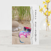 Sunglasses and Flip-Flops Retirement カード (黄色い花)